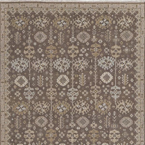 Homeroots 6' X 9' Tan And Brown Wool Oriental Hand Knotted Area Rug With Fringe Brown Wool 566762
