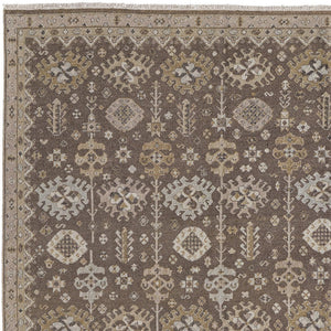 Homeroots 8' X 12' Tan And Brown Wool Oriental Hand Knotted Area Rug With Fringe Brown Wool 566764