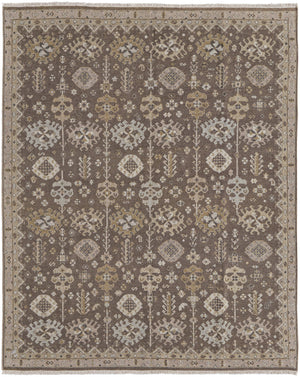 Homeroots 12' X 15' Tan And Brown Wool Oriental Hand Knotted Area Rug With Fringe Brown Wool 566766
