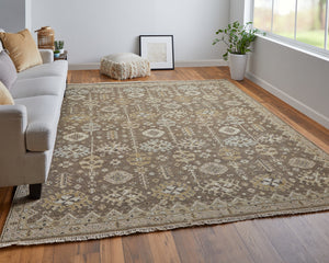 Homeroots 2' X 3' Tan And Brown Wool Oriental Hand Knotted Area Rug With Fringe Brown Wool 566767
