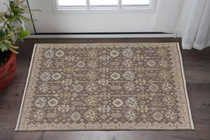 Homeroots 2' X 3' Tan And Brown Wool Oriental Hand Knotted Area Rug With Fringe Brown Wool 566767