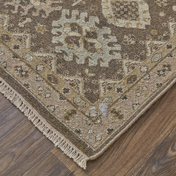 Homeroots 2' X 3' Tan And Brown Wool Oriental Hand Knotted Area Rug With Fringe Brown Wool 566767