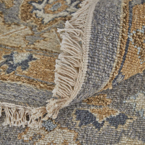 HomeRoots 4' Tan and Gray Wool Oriental Hand-Knotted Area Rug – Elegant Design for Living Spaces & Comfort 8' X 10' 566770