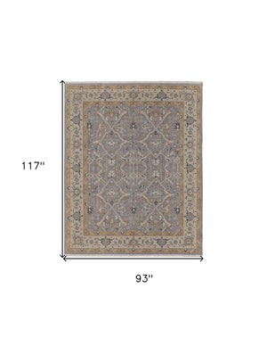 HomeRoots 4' Tan and Gray Wool Oriental Hand-Knotted Area Rug – Elegant Design for Living Spaces & Comfort 8' X 10' 566770