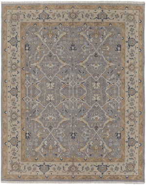 HomeRoots 4' Tan and Gray Wool Oriental Hand-Knotted Area Rug – Elegant Design for Living Spaces & Comfort 8' X 10' 566770