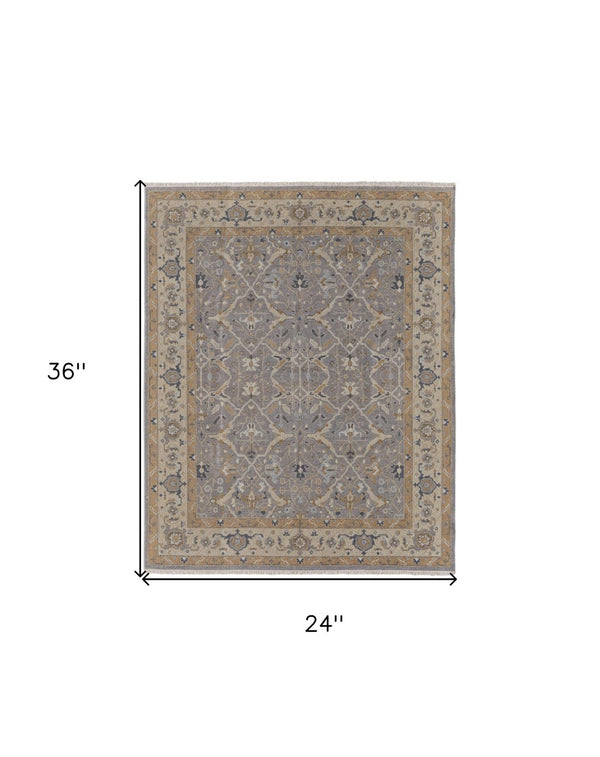 HomeRoots 4' Tan and Gray Wool Oriental Hand-Knotted Area Rug – Elegant Design for Living Spaces & Comfort 2' X 3' 566773