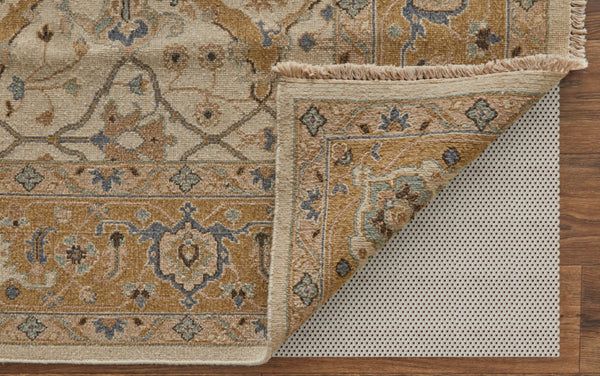 HomeRoots 4' Tan and Gray Wool Oriental Hand-Knotted Area Rug – Elegant Design for Living Spaces & Comfort 6' X 9' 566775