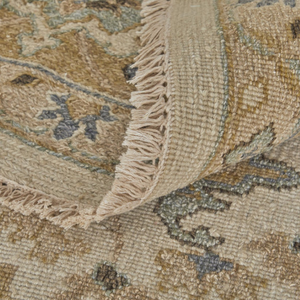 HomeRoots 4' Tan and Gray Wool Oriental Hand-Knotted Area Rug – Elegant Design for Living Spaces & Comfort 2' X 3' 566779