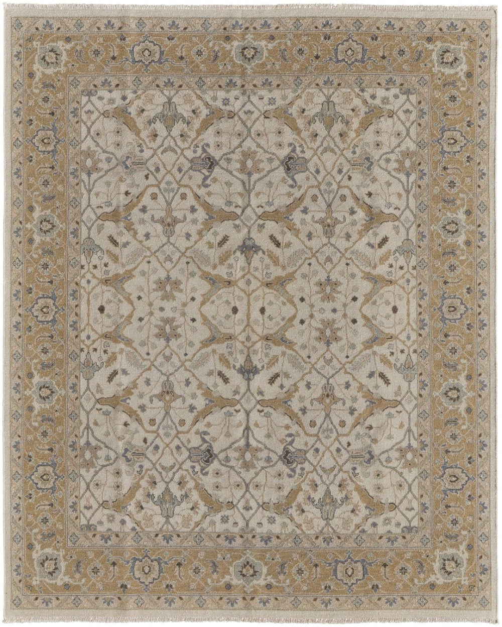 HomeRoots 4' Tan and Gray Wool Oriental Hand-Knotted Area Rug – Elegant Design for Living Spaces & Comfort 2' X 3' 566779