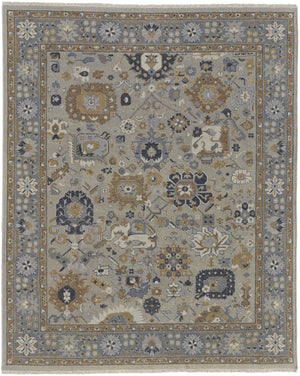 HomeRoots 4' Timeless Gray and Brown Hand-Knotted Wool Oriental Area Rug with Artisan Fringe Detail 8' X 10' 566782