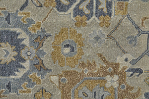 HomeRoots 4' Timeless Gray and Brown Hand-Knotted Wool Oriental Area Rug with Artisan Fringe Detail 8' X 10' 566782