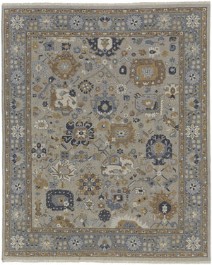 HomeRoots 4' Timeless Gray and Brown Hand-Knotted Wool Oriental Area Rug with Artisan Fringe Detail 8' X 10' 566782
