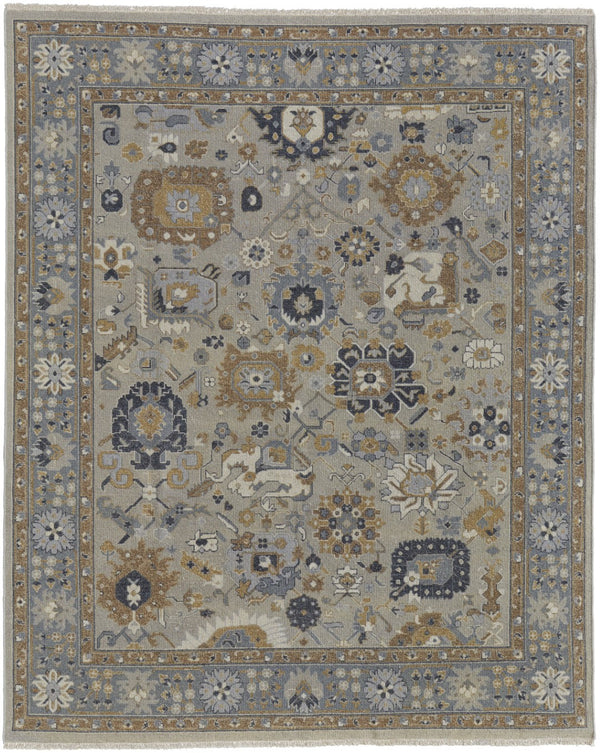 HomeRoots 4' Timeless Gray and Brown Hand-Knotted Wool Oriental Area Rug with Artisan Fringe Detail 8' X 12' 566783