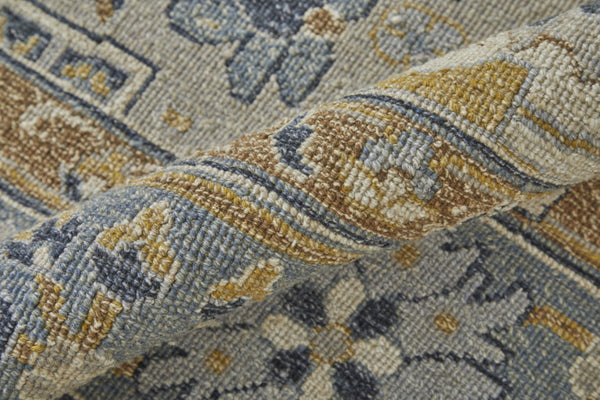 HomeRoots 4' Timeless Gray and Brown Hand-Knotted Wool Oriental Area Rug with Artisan Fringe Detail 9' X 13' 566784