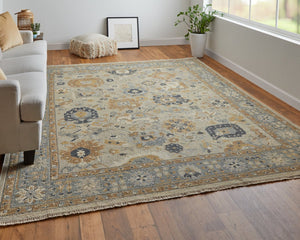 HomeRoots 4' Timeless Gray and Brown Hand-Knotted Wool Oriental Area Rug with Artisan Fringe Detail 2' X 3' 566786