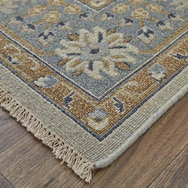 HomeRoots 4' Timeless Gray and Brown Hand-Knotted Wool Oriental Area Rug with Artisan Fringe Detail 2' X 3' 566786