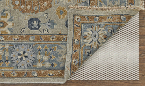 HomeRoots 4' Timeless Gray and Brown Hand-Knotted Wool Oriental Area Rug with Artisan Fringe Detail 2' X 3' 566786