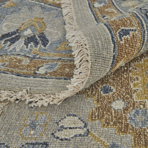 HomeRoots 4' Timeless Gray and Brown Hand-Knotted Wool Oriental Area Rug with Artisan Fringe Detail 2' X 3' 566786