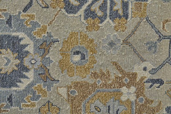 HomeRoots 4' Timeless Gray and Brown Hand-Knotted Wool Oriental Area Rug with Artisan Fringe Detail 2' X 3' 566786