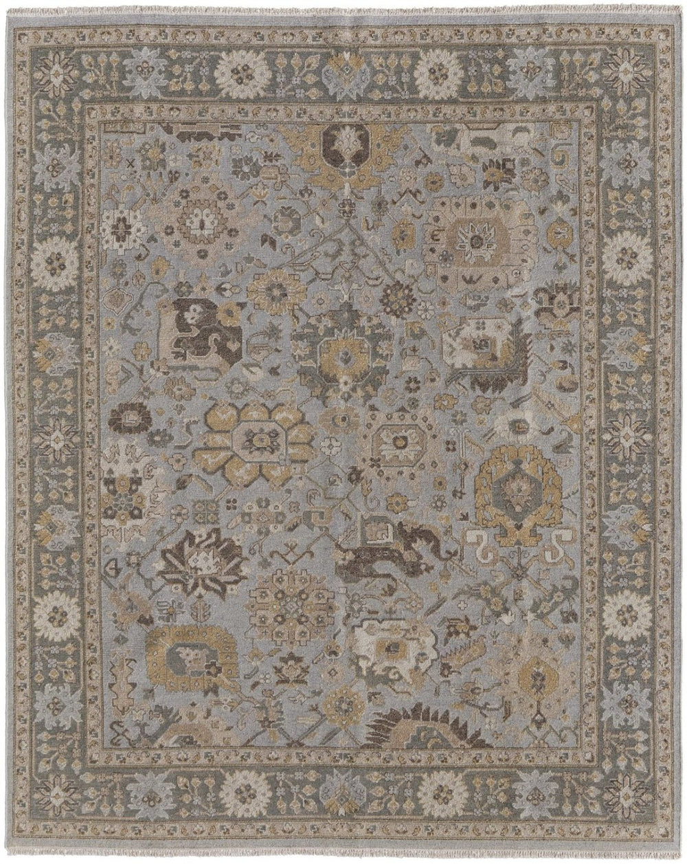 HomeRoots 4' Timeless Gray and Brown Hand-Knotted Wool Oriental Area Rug with Artisan Fringe Detail 4' X 6' 566787
