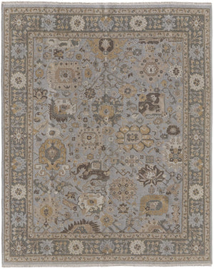 HomeRoots 4' Timeless Gray and Brown Hand-Knotted Wool Oriental Area Rug with Artisan Fringe Detail 6' X 9' 566788