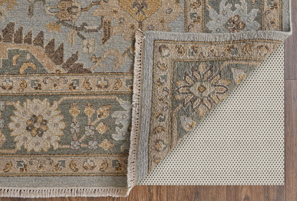 HomeRoots 4' Timeless Gray and Brown Hand-Knotted Wool Oriental Area Rug with Artisan Fringe Detail 8' X 10' 566789