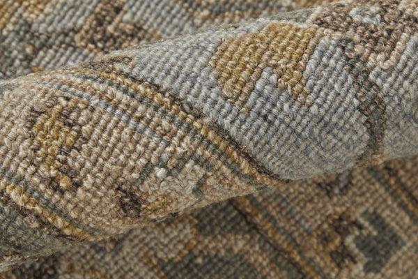 HomeRoots 4' Timeless Gray and Brown Hand-Knotted Wool Oriental Area Rug with Artisan Fringe Detail 2' X 3' 566793