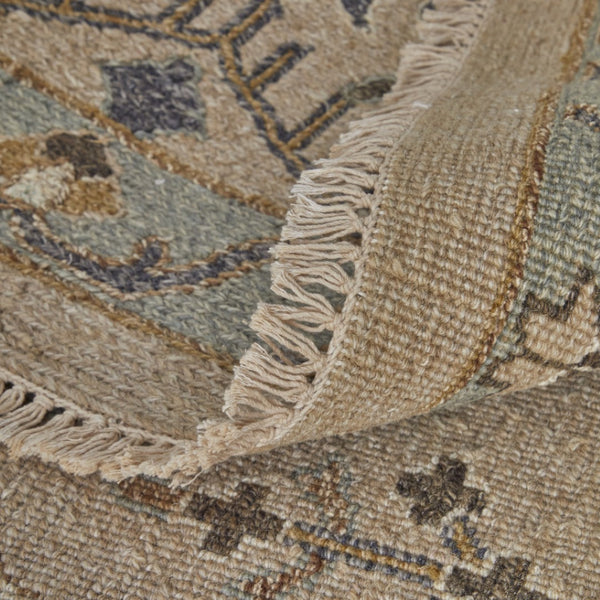 HomeRoots 4' Hand-Knotted Wool Oriental Area Rug in Tan, Brown, and Gray with Elegant Fringe Detail 4' X 6' 566794