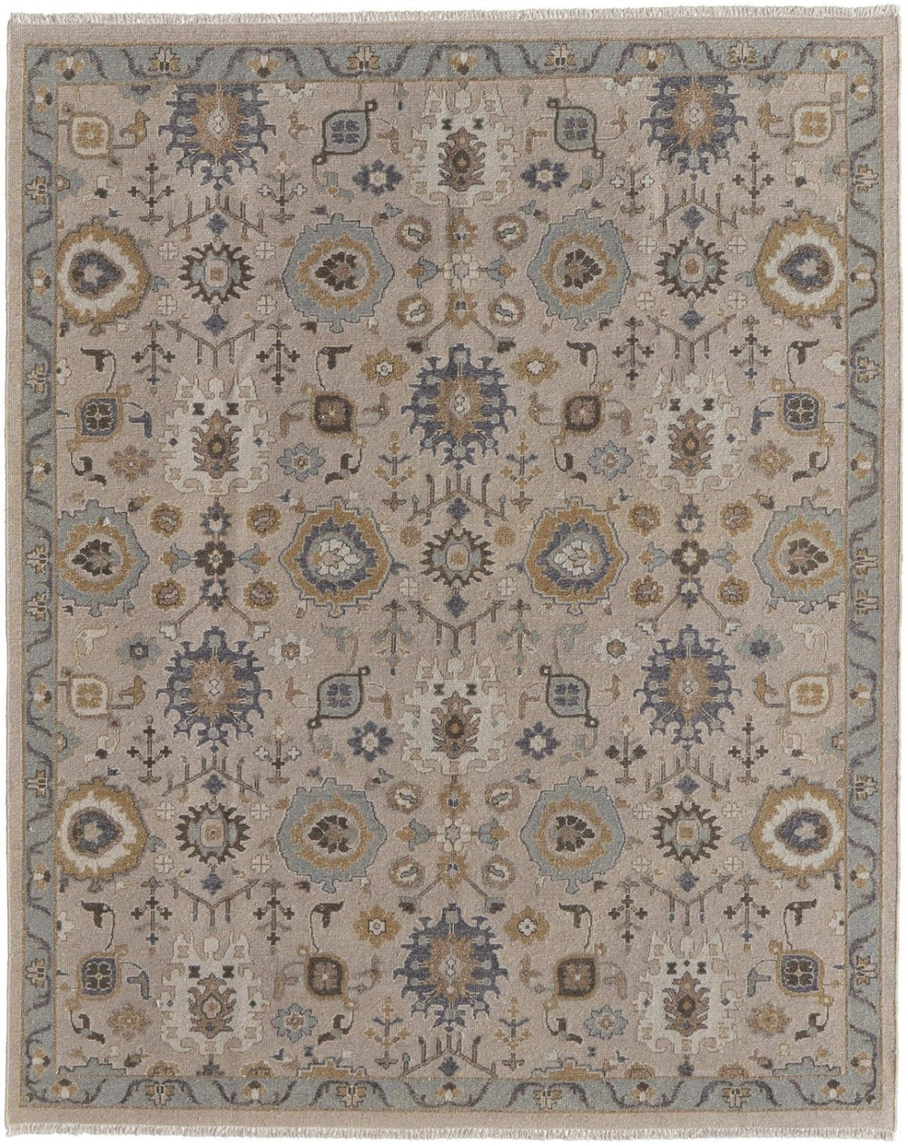 HomeRoots 4' Hand-Knotted Wool Oriental Area Rug in Tan, Brown, and Gray with Elegant Fringe Detail 4' X 6' 566794