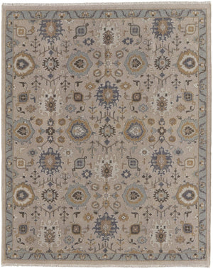 HomeRoots 4' Hand-Knotted Wool Oriental Area Rug in Tan, Brown, and Gray with Elegant Fringe Detail 4' X 6' 566794