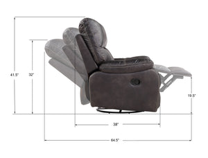 English Elm Wallace & Bay - Gray Gray Swivel Gliding Recliner with Rustic Contemporary Dark Graphite Fabric, Easy-Care Comfort, 40"W B361P384418