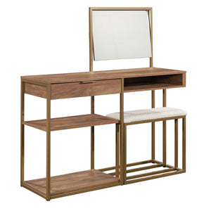 English Elm Vanity, Brown finish with Spacious Drawer & Open Shelves, Engineered Wood, Metal Frame Storage B356P367761