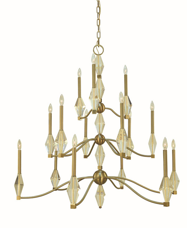 Framburg 15-light Brushed Brass Vivian Dining Chandelier - Handcrafted Elegance With Crystal Accents Made In Usa Brushed Brass Metal 5668 Br