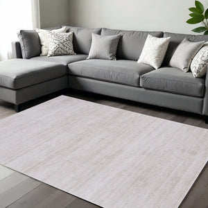 HomeRoots 5' Ivory and Silver Area Rug - Elegant, Durable, Stain-Resistant Design for Modern Living Spaces 8' X 10' 566803