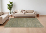 Homeroots 7' X 10' Tan And Green Power Loom Area Rug Green Polyester 566816