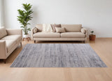 Homeroots 7' X 10' Gray And Ivory Power Loom Area Rug Gray Polyester 566821