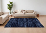 Homeroots 7' X 10' Black And Blue Power Loom Area Rug Blue Polyester 566831