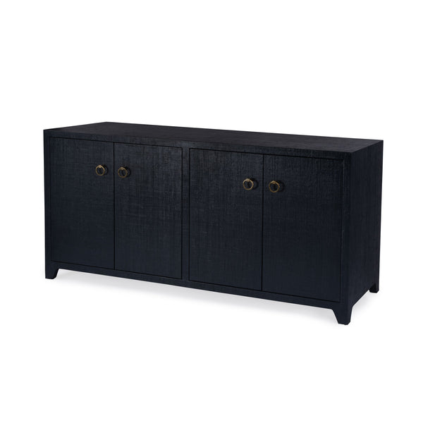 Butler Specialty Bar Harbor Raffia 4 Door Sideboard - Elegant Hand-woven Storage Solution For Dining Or Living Room Navy Blue Gemelina Wood,Mdf,Oak Veneer,Saguran Raffia,Zinc 5668410-butler