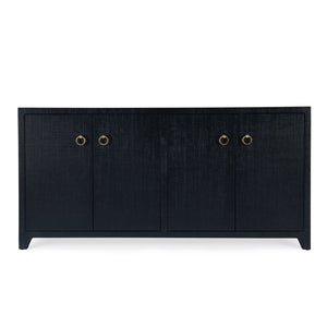 Butler Specialty Bar Harbor Raffia 4 Door Sideboard - Elegant Hand-woven Storage Solution For Dining Or Living Room Navy Blue Gemelina Wood,Mdf,Oak Veneer,Saguran Raffia,Zinc 5668410-butler