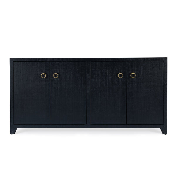 Butler Specialty Bar Harbor Raffia 4 Door Sideboard - Elegant Hand-woven Storage Solution For Dining Or Living Room Navy Blue Gemelina Wood,Mdf,Oak Veneer,Saguran Raffia,Zinc 5668410-butler