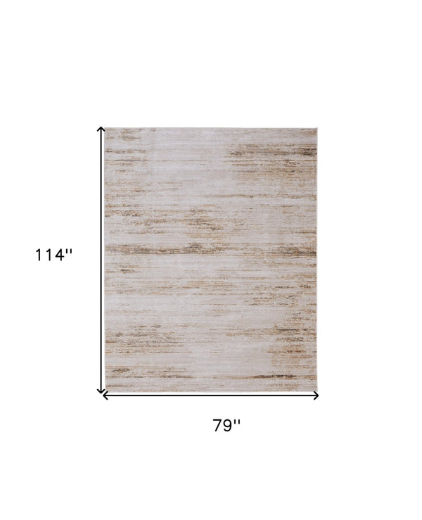 HomeRoots 5' Ivory and Tan Abstract Area Rug - Modern Power Loom Design for Stylish Living Spaces 7' X 10' 566841
