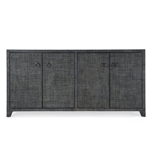 Butler Specialty Bar Harbor Raffia 4 Door Sideboard - Elegant Hand-woven Storage Solution For Dining Or Living Room Charcoal Gemelina Wood,Mdf,Oak Veneer,Saguran Raffia,Zinc 5668420-butler