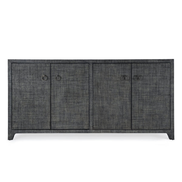 Butler Specialty Bar Harbor Raffia 4 Door Sideboard - Elegant Hand-woven Storage Solution For Dining Or Living Room Charcoal Gemelina Wood,Mdf,Oak Veneer,Saguran Raffia,Zinc 5668420-butler