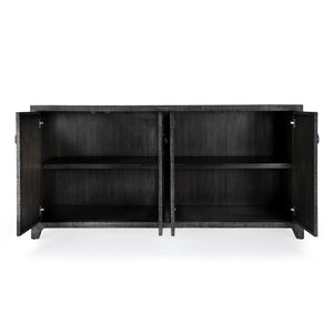 Butler Specialty Bar Harbor Raffia 4 Door Sideboard - Elegant Hand-woven Storage Solution For Dining Or Living Room Charcoal Gemelina Wood,Mdf,Oak Veneer,Saguran Raffia,Zinc 5668420-butler