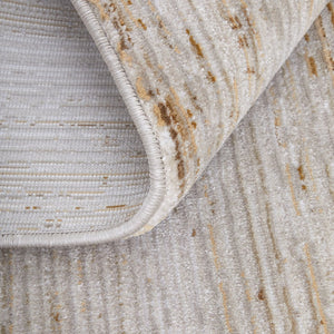 HomeRoots 5' Ivory and Tan Abstract Area Rug - Modern Power Loom Design for Stylish Living Spaces 8' X 10' 566842