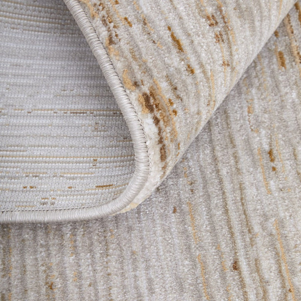 HomeRoots 5' Ivory and Tan Abstract Area Rug - Modern Power Loom Design for Stylish Living Spaces 8' X 10' 566842