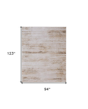 HomeRoots 5' Ivory and Tan Abstract Area Rug - Modern Power Loom Design for Stylish Living Spaces 8' X 10' 566842