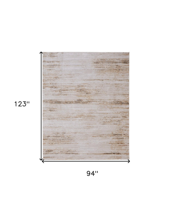 HomeRoots 5' Ivory and Tan Abstract Area Rug - Modern Power Loom Design for Stylish Living Spaces 8' X 10' 566842