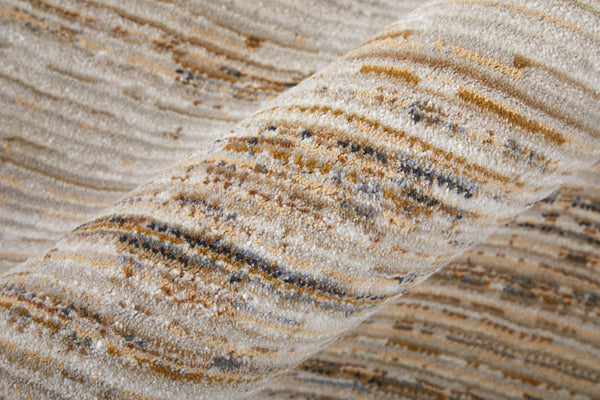 HomeRoots 5' Ivory and Tan Abstract Area Rug - Modern Power Loom Design for Stylish Living Spaces 9' X 13' 566843