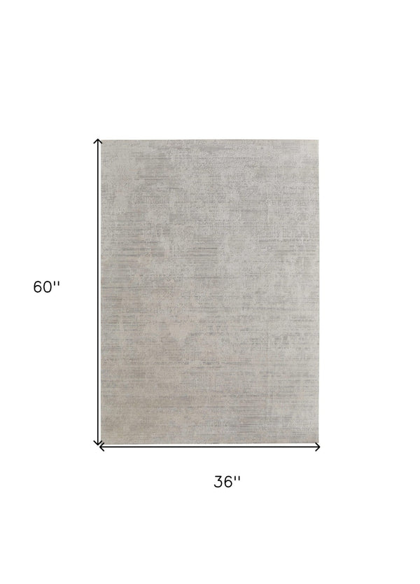 HomeRoots 3' Hand Woven Gray and Ivory Abstract Area Rug – Artisan Crafted for Modern Homes and Cozy Spaces 3' X 5' 566845